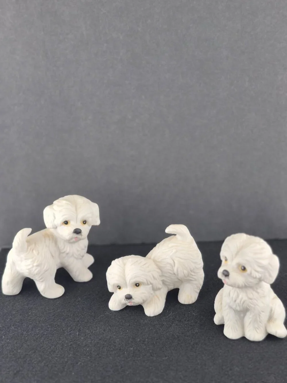 Vintage Set of 3 Homco White Maltese/Westie/Shih Tzu Puppy Dog Figurines #1411